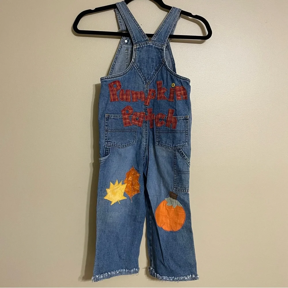 Old Navy Vintage Flannel Scarecrow pumpkin patch kids‎ overalls size 5T